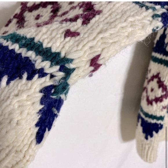 Sheep Landia Jacquard Crew Neck Wool Knit Sweater L - Picture 8 of 15